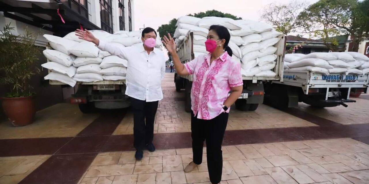 Robredo donates sacks of rice, canned goods, hygiene kits to Iloilo