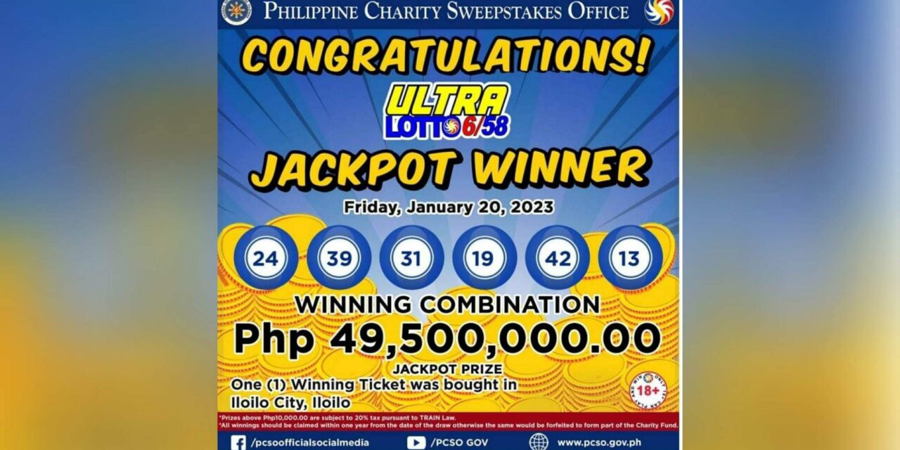 Iloilo City bettor wins P49.5-M lotto jackpot